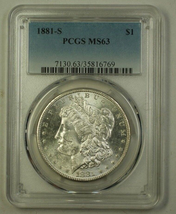 1881-S US Morgan Silver Dollar $1 Coin PCGS MS-63 (T) 12