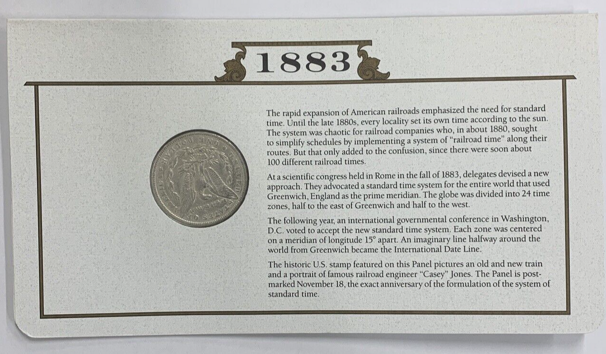 1883 Morgan Silver Dollar $1 Coin Collection-Commemorative Stamp Card