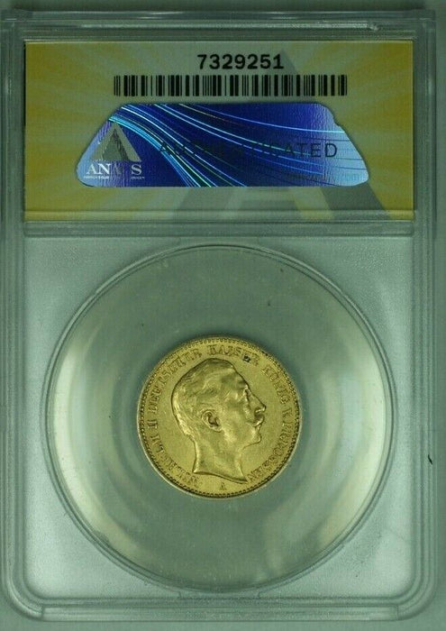 1905-A Germany-Prussia 20M Mark Gold Coin ANACS AU-55