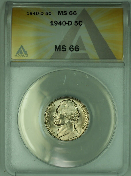 1940-D Jefferson Nickel 5C ANACS MS 66 (51)