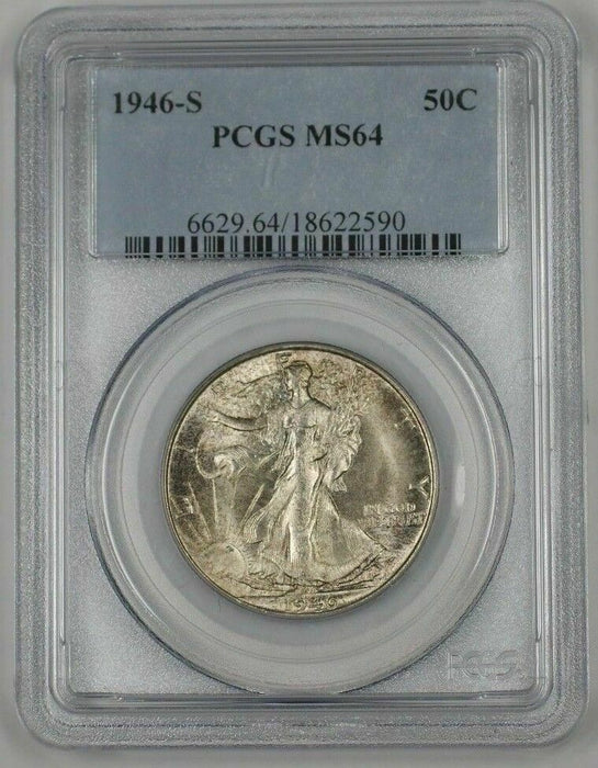 1946-S Walking Liberty Silver Half Dollar Coin 50c PCGS MS-64 Lightly Toned 1A