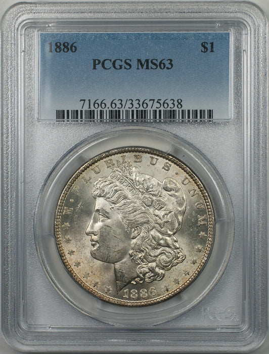 1886 Morgan Silver Dollar $1 Coin PCGS MS-63 (6)