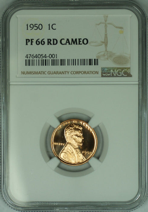 1950 Lincoln Cent /Penny NGC PF 66 RD CAMEO