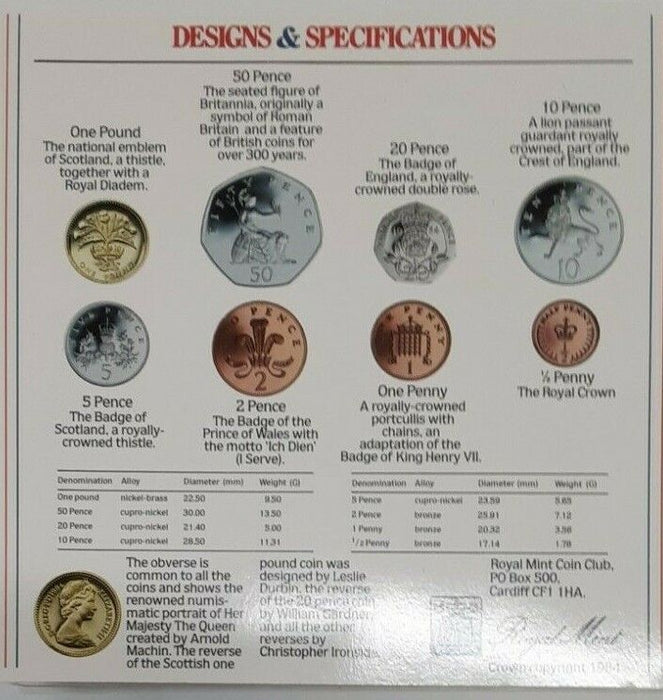 1984 United Kingdom Mint Set - 8 UNC Coins in Original Royal Mint Packaging