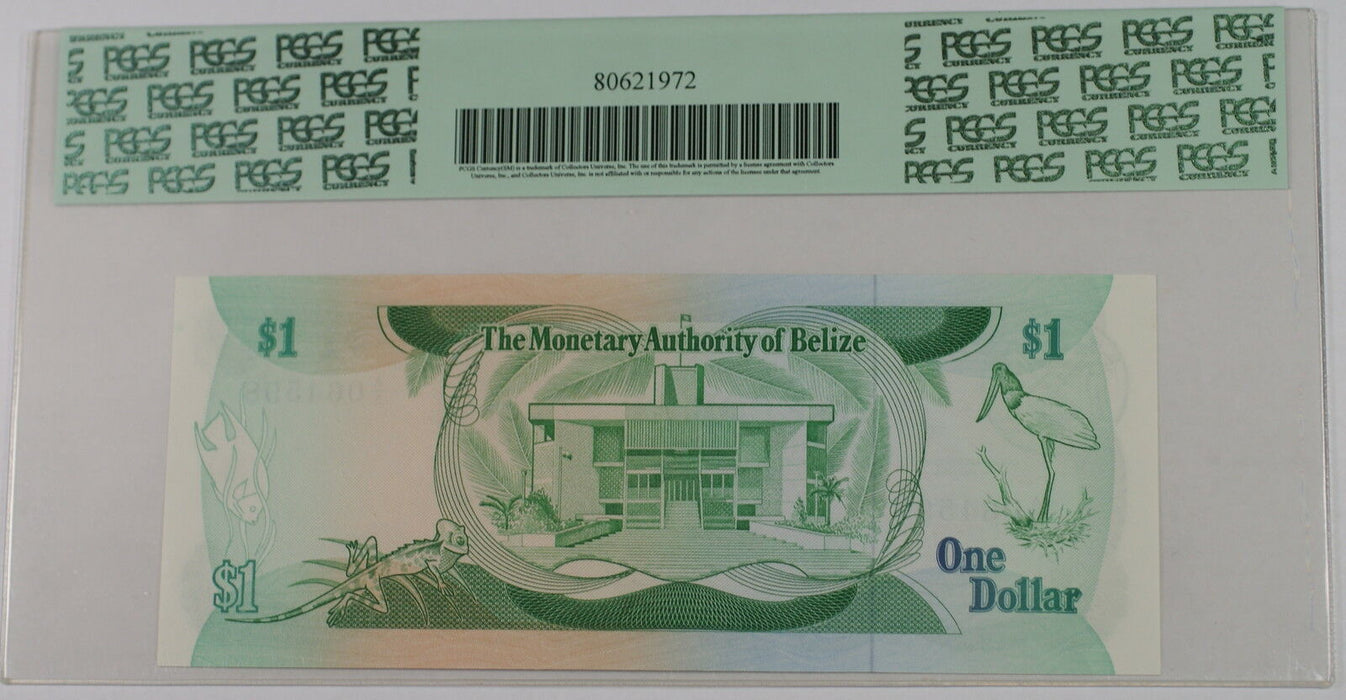 1.6.1980 Belize Monetary Authority $1 Note SCWPM# 38a PCGS 67 PPQ Superb Gem New