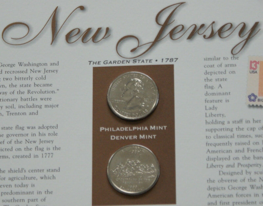 New Jersey 1999 P&D Quarter for Anniversery of Statehood Bonus Stamp