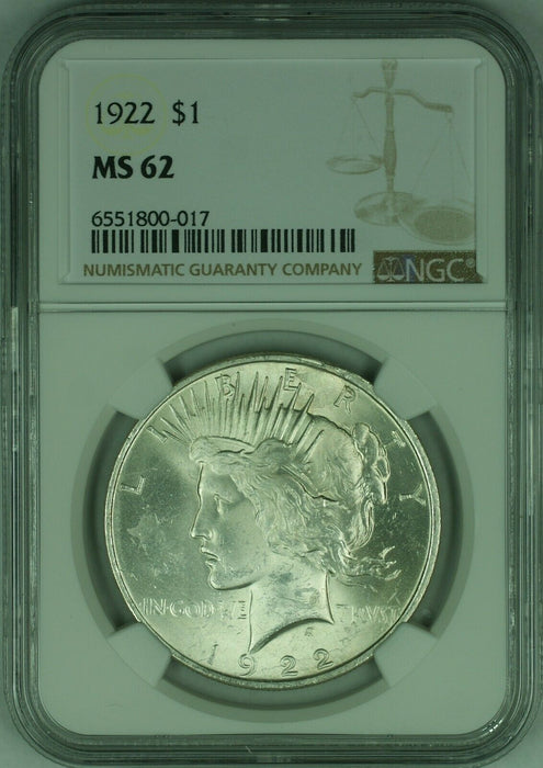 1922 Peace Silver Dollar S$1 NGC MS-62  (21C)