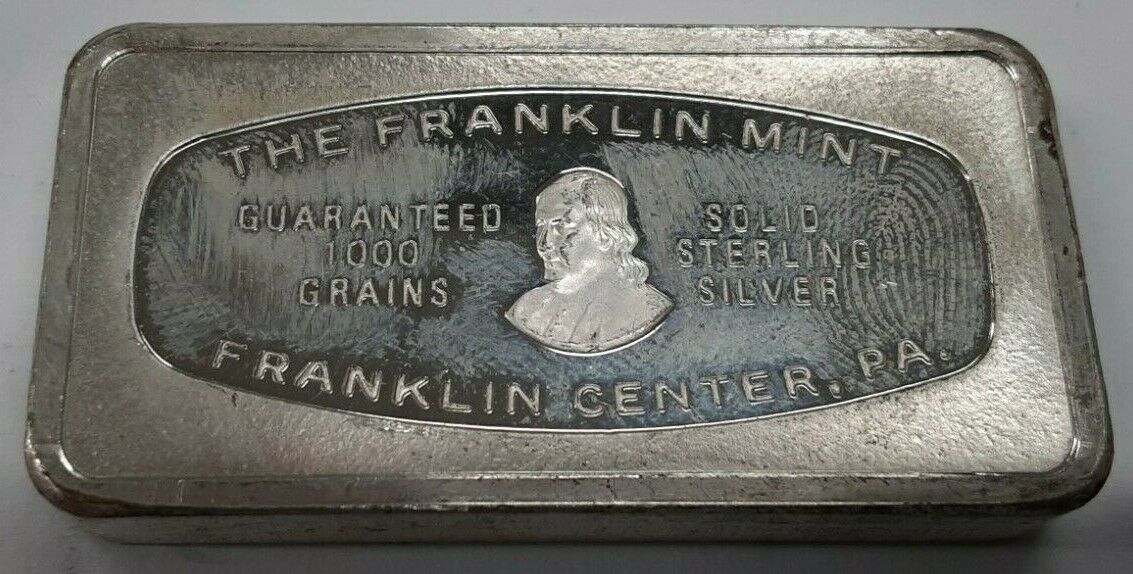 1000 Grain Sterling Silver Ingot, Continental Bank of Philadelphia, PA #38