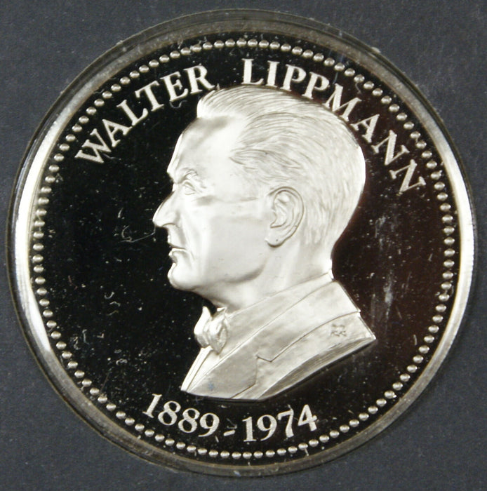Walter Lippmann Proof Silver Medal, By The Franklin Mint, Sterling Silver Medal