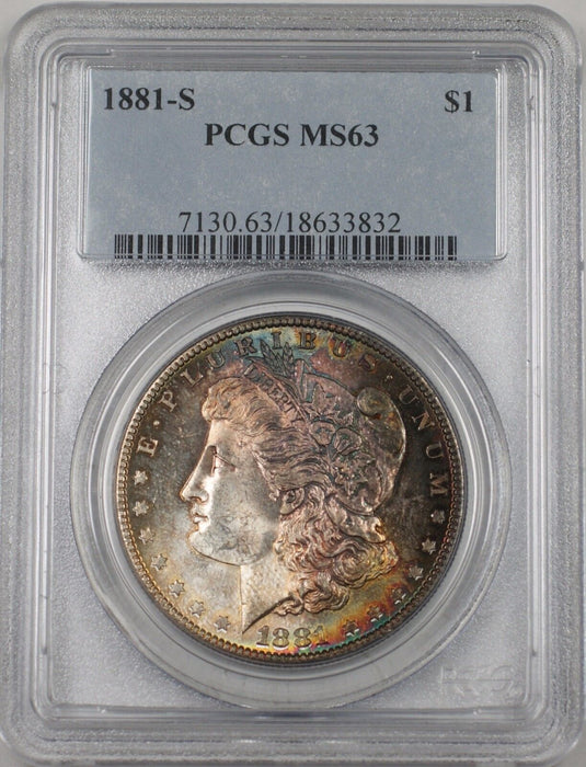 1881-S US Morgan Silver Dollar $1 Coin PCGS MS-63 Toned (BR-13 D)