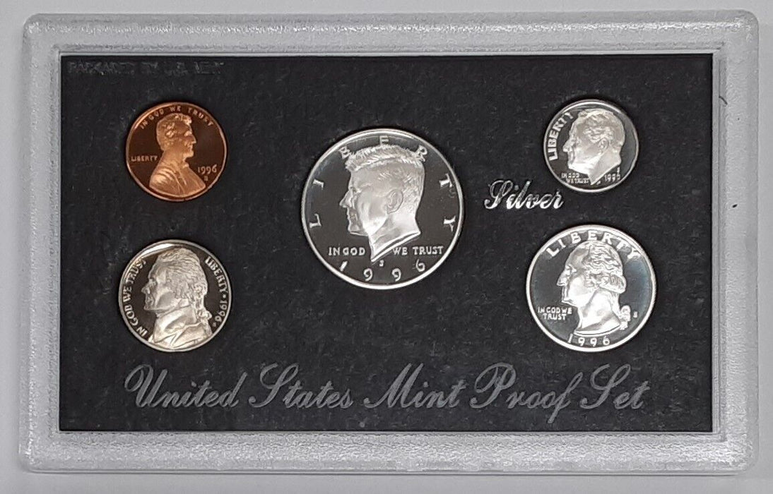 1996-S US Mint Silver Proof Set - 5 Gem Coins w/Original Box & COA