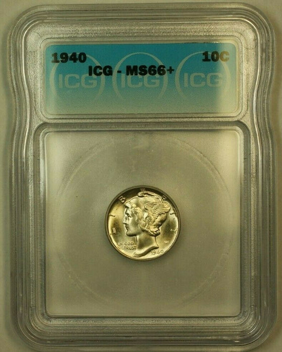 1940 Silver Mercury Dime 10c Coin ICG MS-66+