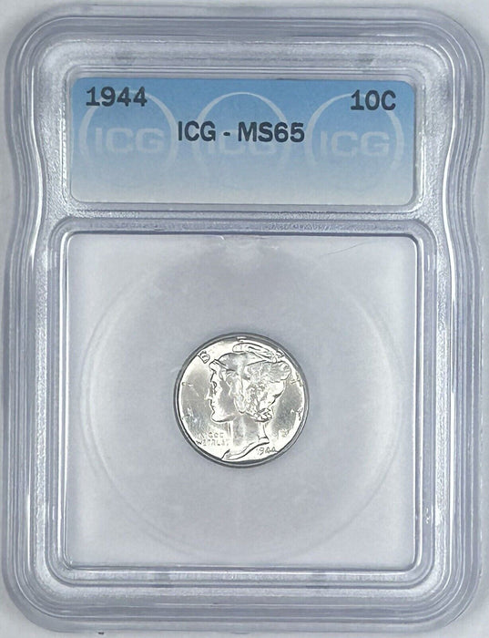 1944 Mercury Silver Dime 10c Coin Toned ICG MS 65 (54) i