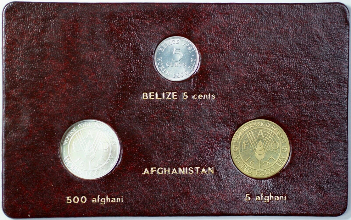 1981 FAO World Food Day October 16 Album Insert, Belize Cent Afghanistan Afghani