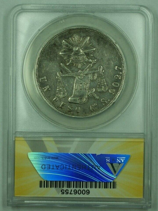 1871-Go, S 1 Peso Silver Mexico ANACS EF-40 (XF)