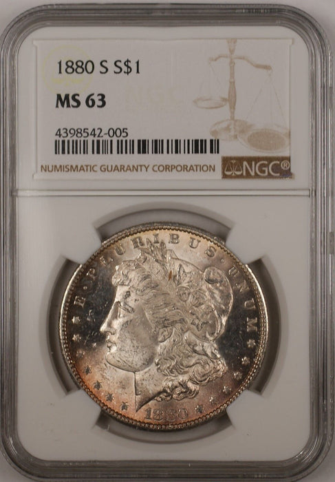 1880-S $1 Morgan Silver Dollar Coin NGC MS-63 Toned (13)