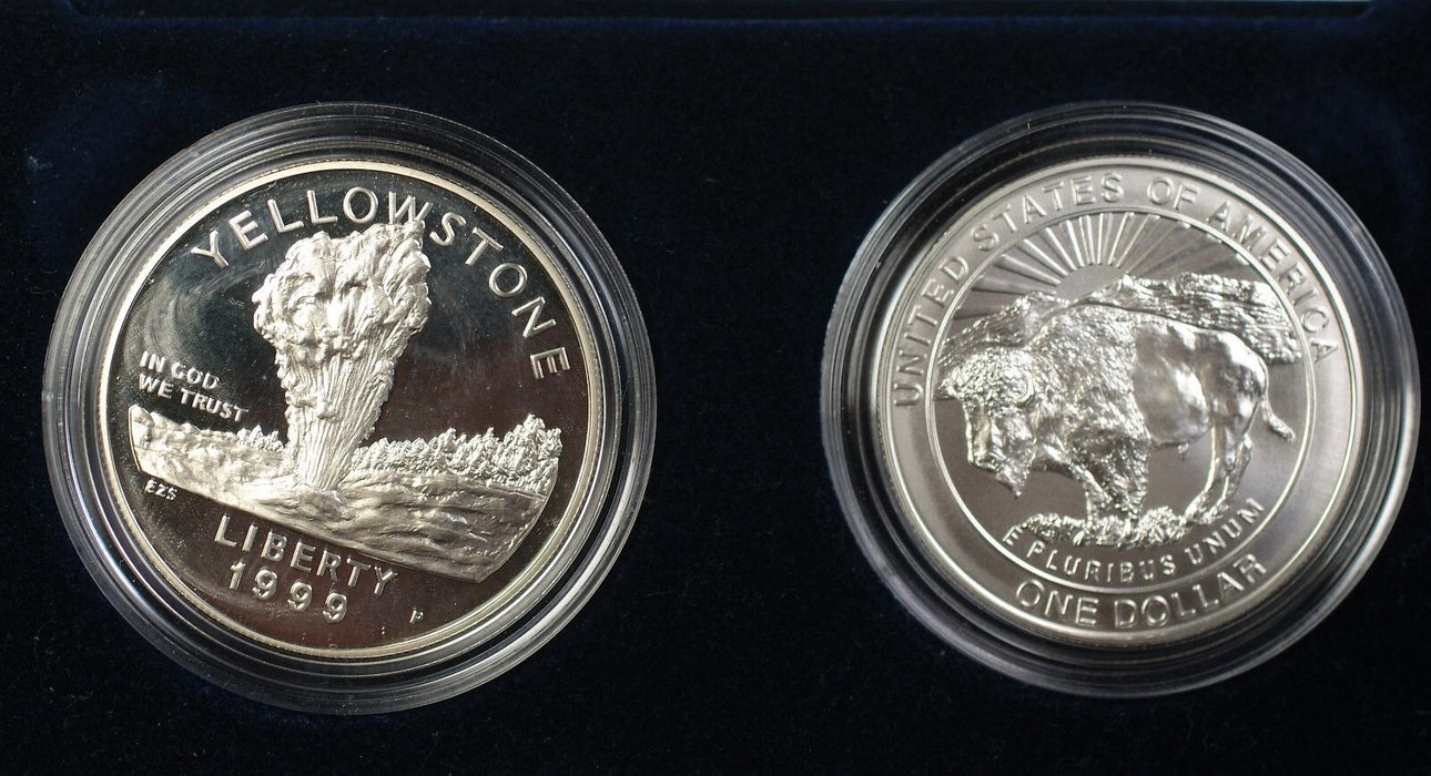 1999 Yellowstone National Park Commemorative Proof & UNC Silver Dollar $1 Coins