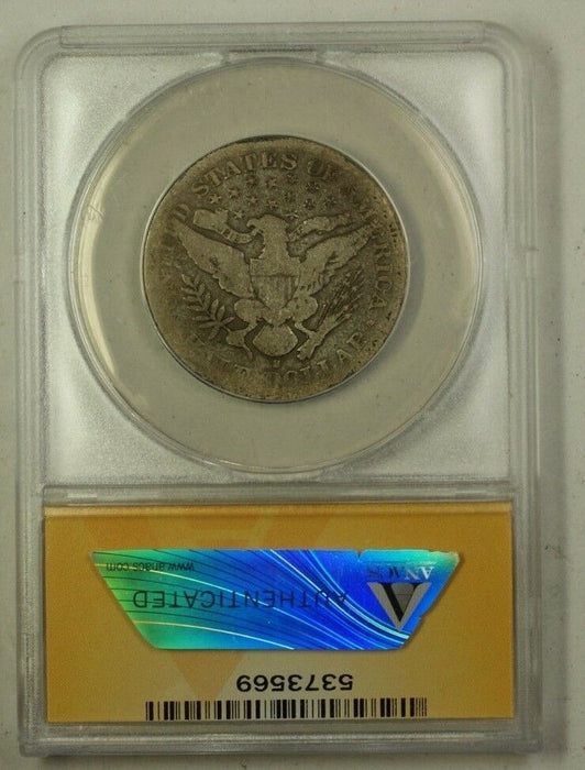 1892-S US Barber Silver Half Dollar 50c Coin ANACS Good-4 Details Rim Damage