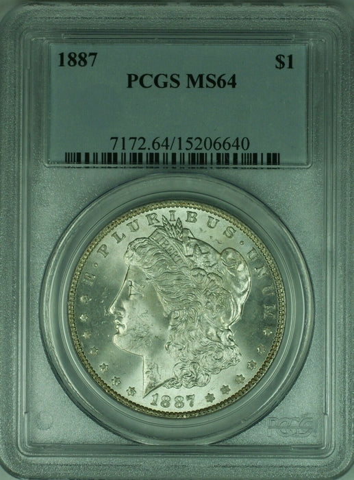 1887 Morgan Silver Dollar Coin $1 PCGS MS64 Toned Reverse (32 Q)