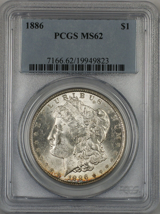 1886 Morgan Silver Dollar $1 PCGS MS-62 Toned Rim (Better Coin) (F) RL