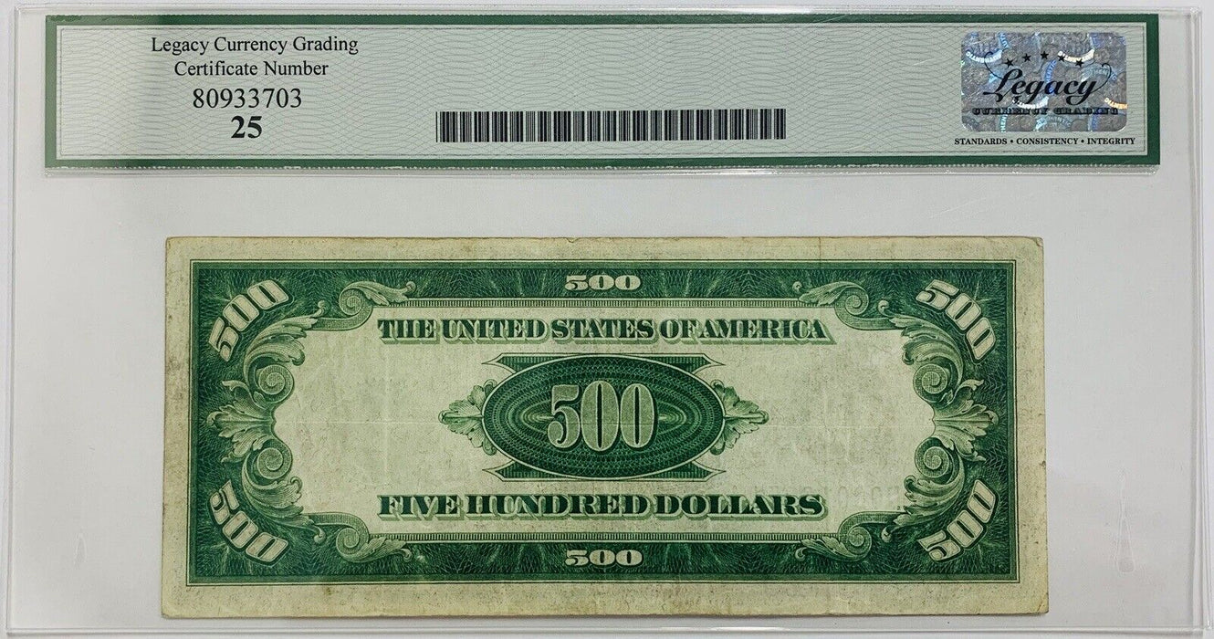 1934 $500 Federal Reserve Note FR 2201 a-D Legacy VF 25 A