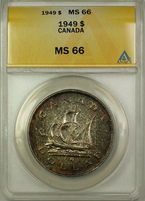 1949 Canada Silver $1 One Dollar Coin ANACS MS-66 Toned (Proof-Like)