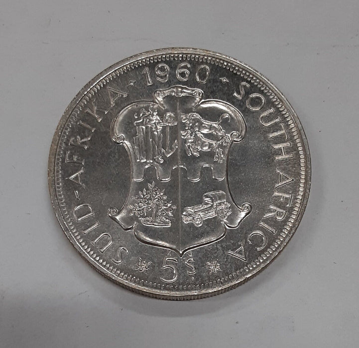 1960 South Africa 5 Shillings South African Union Commem UNC Silver Coin P-L