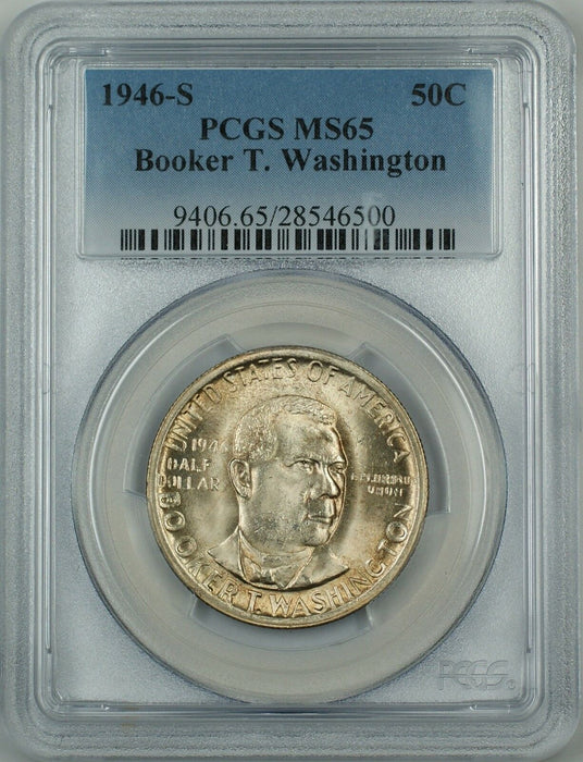 1946-S Booker T. Washington Silver Half Dollar Coin PCGS MS-65 Lightly Toned Gem