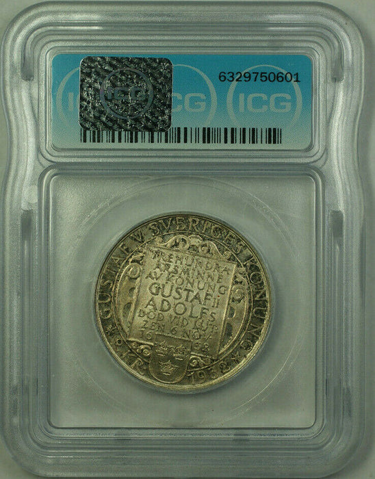 1932-G Sweden Death of Gustaf II Adolf 2 Kroner Coin ICG MS-64 KM#805