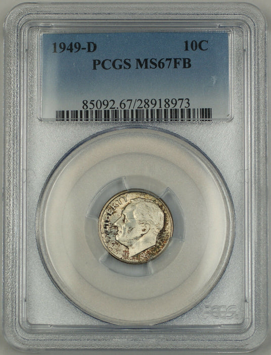 1949-D Silver Roosevelt Dime 10c coin PCGS MS-67 Lightly Toned