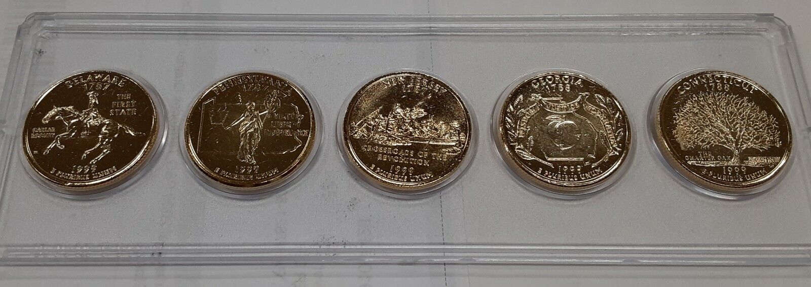 1999-P Statehood Quarter 5 Coin Set Gold Plated in Whitman Holder