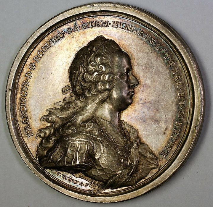 Maria Theresa Francis Silver High Relief Medal Nicely Toned Sculted by Wurth
