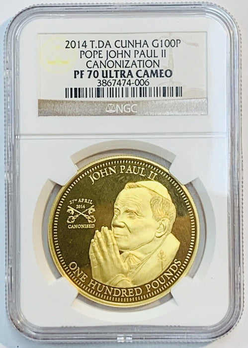 2014 Pope John Paul II, Proof $100 Gold Coin-NGC PF 70 UCAM-Display BOX & COA