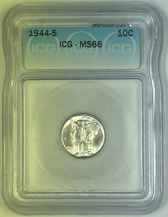 1944-S Mercury Silver Dime 10c Coin ICG MS 66 (54) E