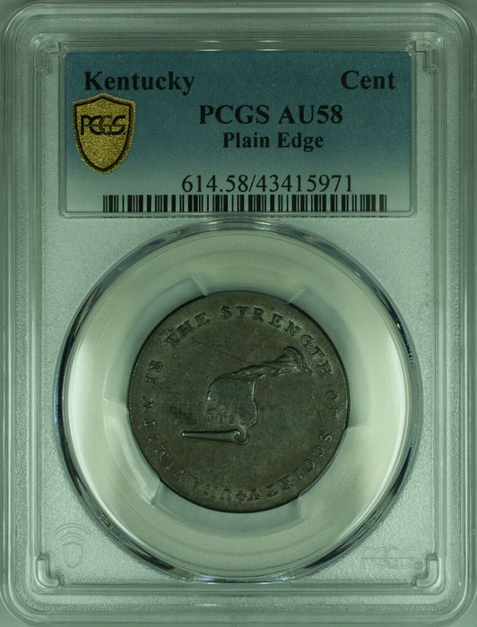 1790's Kentucky Plain Edge Cent PCGS AU-58