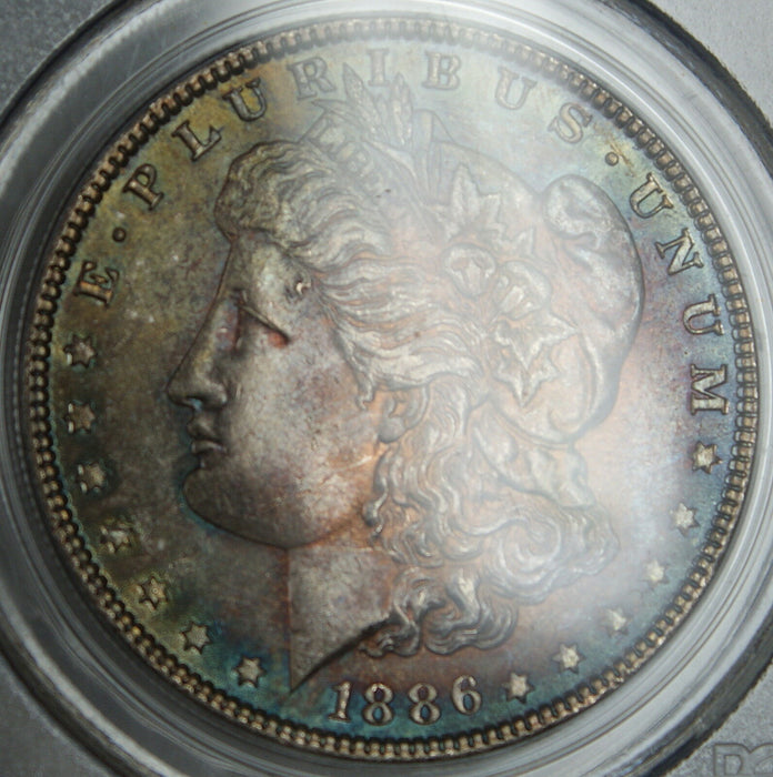 1886 Morgan Silver Dollar Coin, PCGS MS-65, *TONED*