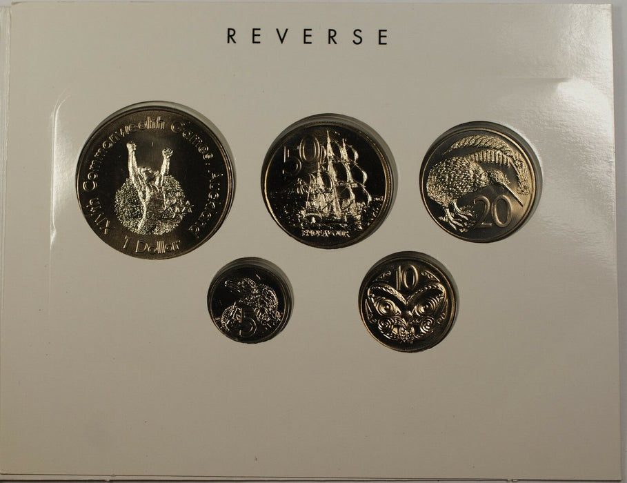 1989 Reserve Bank of New Zealand XIV Commonwealth Uncirculated 5 Coin Set