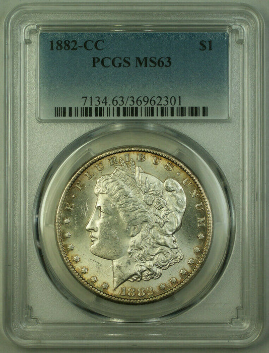 1882-CC Morgan Silver Dollar $1 Coin PCGS MS-63 Lightly Toned (20)