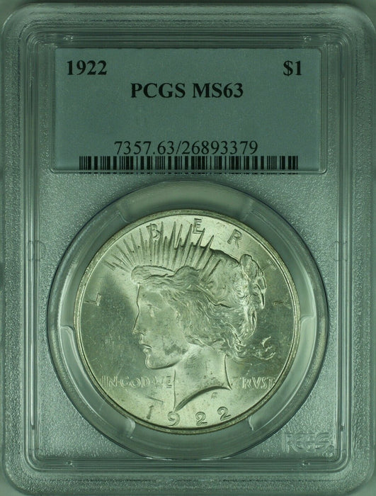 1922 Peace Silver Dollar $1 Coin PCGS MS-63 (34-J)