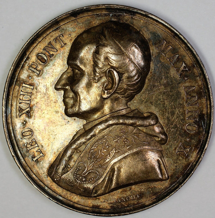 1875 Pope Leo Vatican Commemorative Silver Medal Circulated and Toned