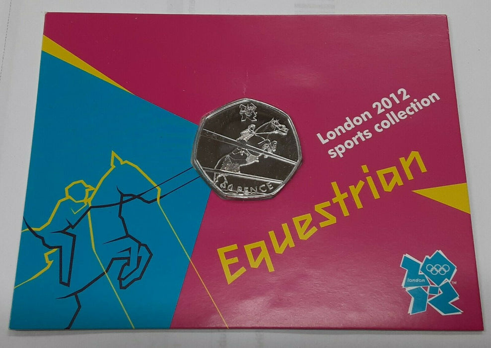 2011 Great Britain 50 Pence BU Coin UK Olympics Equestrian in Royal Mint Card