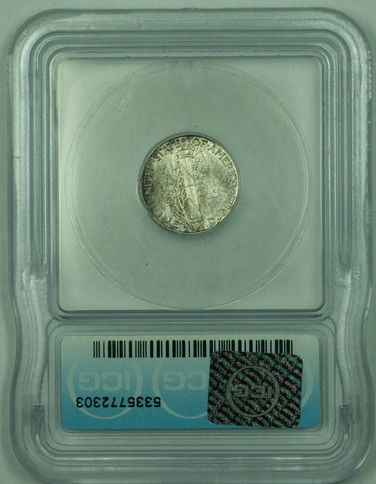 1943-D Mercury Silver Dime 10c Coin Toned ICG MS 63 (Looks Full Band) (53)