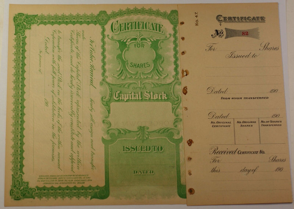 Georgetown National Bank Illinois Stock Certificate Serial Number 82