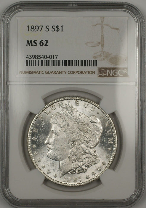 1897-S Morgan Silver Dollar $1 Coin NGC MS-62 (13a)