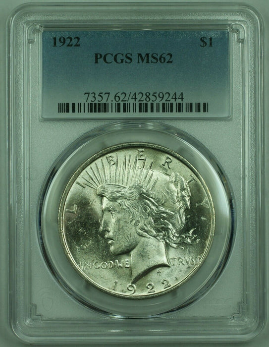 1922 Peace Silver Dollar S$1 PCGS MS-62 (38G)
