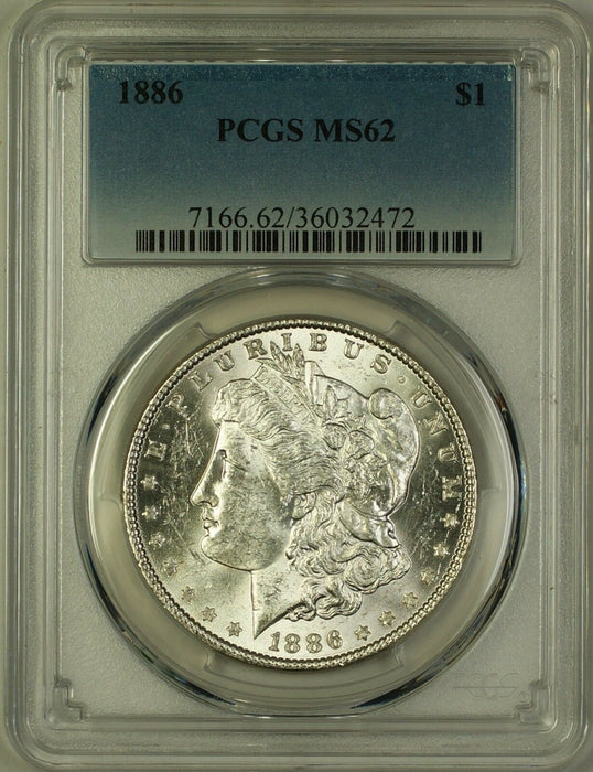 1886 Morgan Silver Dollar $1 Coin PCGS MS-62 (19b)