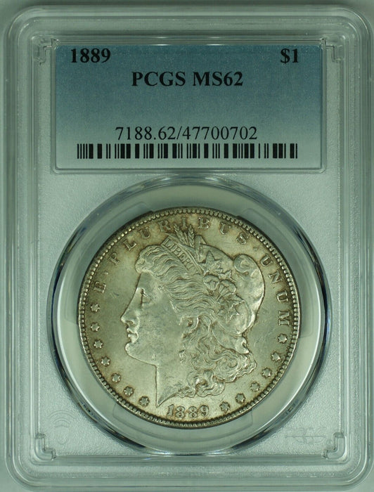 1889 Morgan Silver $1 Dollar Toned Coin PCGS MS 62+ (8) B