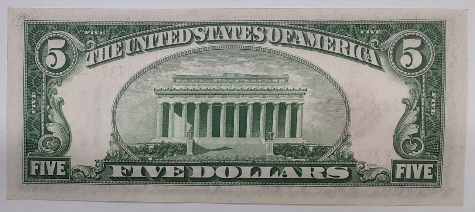 1928-C $5 United States Note F-A Block Crisp Unc. Fr.# 1528   WW