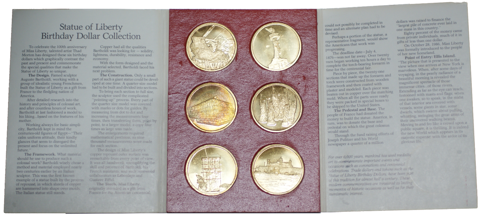 Statue of Liberty Centennial Birthday Dollars 6 Coin Set in Card