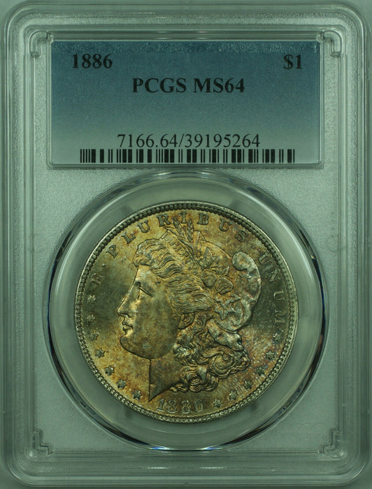 1886 Morgan Silver Dollar $1 Coin PCGS MS-64 Toned (27) I